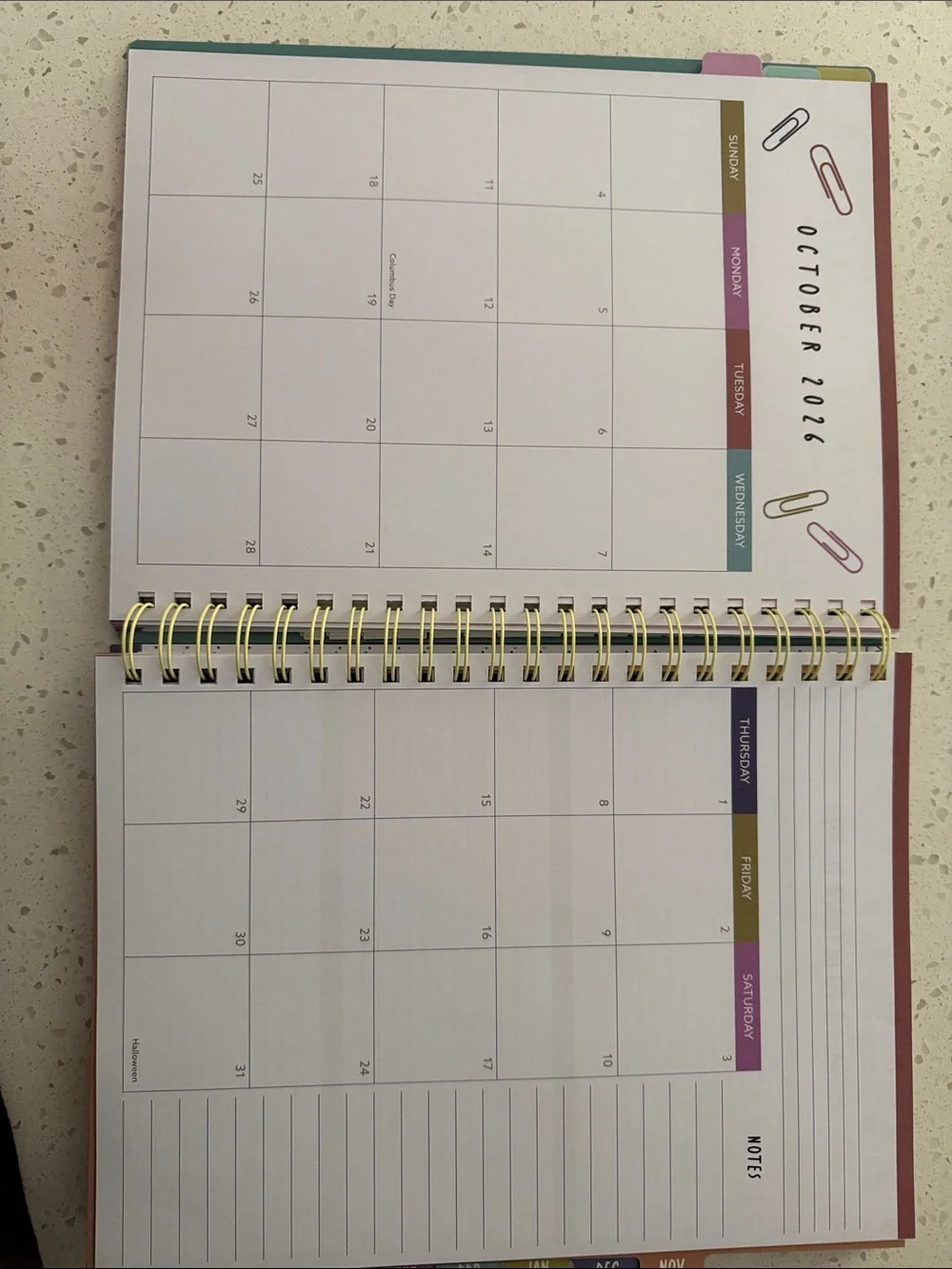 Pembrook 2026-2027 Teacher Planner – Black with Pastel Paperclip Design